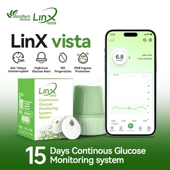 MicroTech LinX Vista CGM Sensor 15-Tage-Diabetes-Gesundheitsmonitor Ohne Fingerpicken für Diabetes