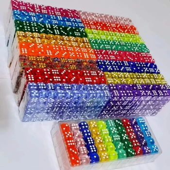 Farbige Würfel, 14 mm, 6-seitig, mit Acrylmaterial, Standard-Spielwürfel-Set für Brettspiele (100 Stück)