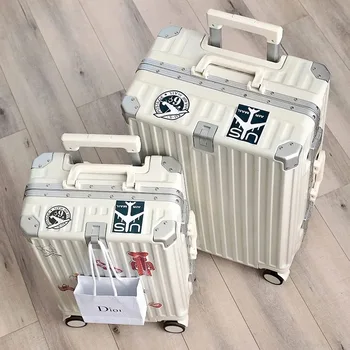 Reisekoffer Rollkoffer Trolley-Koffer mit Universalrädern Handgepäck mit Getränkehalter Bordkoffer