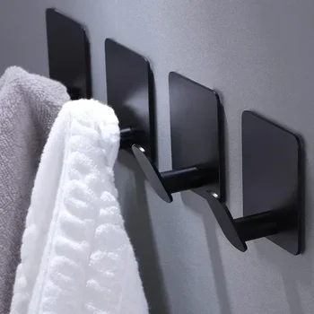 Edelstahl Badezimmer Robe Haken Klebstoff Wandhaken Handtuchhalter Badezimmer Küche Hardware (4 Stück)