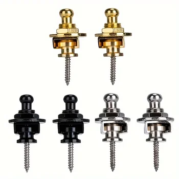 Premium-Legierungs-Gitarrengurte mit Verschluss, Gold und Schwarz, sicher und stilvoll (2 Stück)
