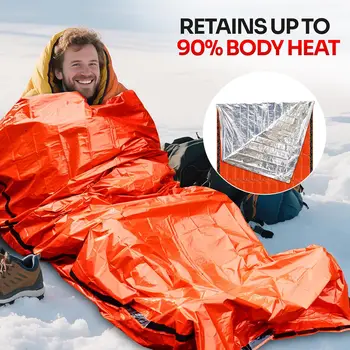 Notfall-Schlafsack für Überlebensausrüstung und -Vorräte, Wasserdichter Mylar-Biwaksack, Notfalldecken