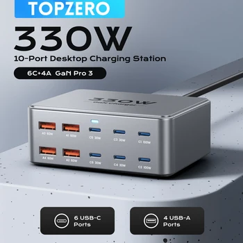 GaN USB-C Multiport-Ladestation 330 W, 100 W PD 3.0, PPS, QC 3.0