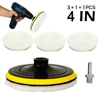 4 Zoll Beflockung Schleifscheibe Klettverschluss Polierpads Polierscheibe Für Bohrmaschine Polierer (5 Stück)