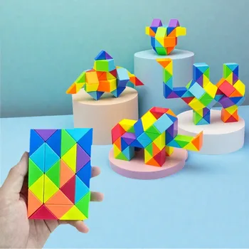 Farbige Zauberwürfel Spielzeug Magische Regel Schlange Mehrfarbiges Puzzle Zappelspielzeug Dekompression