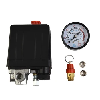 175 psi 4-Port-Luftkompressor-Druckschalter, Verteilerregler + Sicherheitsventil, pneumatisches Teil