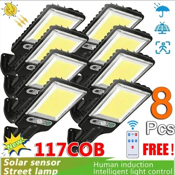 Solar-Straßenlaternen für den Außenbereich, Solarlampe mit 3 Lichtmodi, wasserdicht, Bewegungsmelder