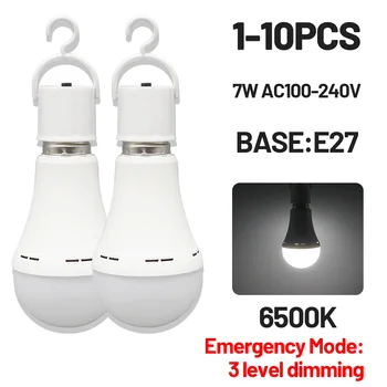 LED wiederaufladbare Glühbirne E27, 7 W, 1500 mAh, Notfalllampe, 220 V, 110 V, für Zuhause, Strom, Outdoor