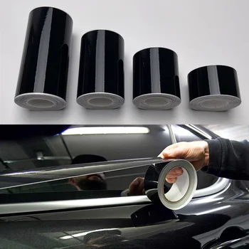 Autoaufkleber 3/5/7/10 cm glänzend schwarze Vinylfolie, selbstklebende Fensterzierleiste für Säule