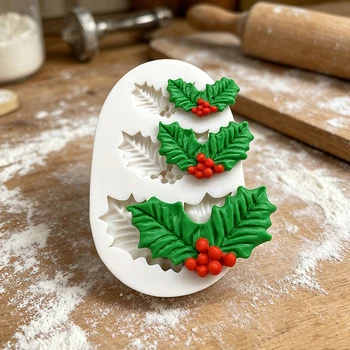 Holly Berry Weihnachten Silikon Kuchen Backform Sugarcraft Schokolade Cupcake Form Fondant Dekorieren