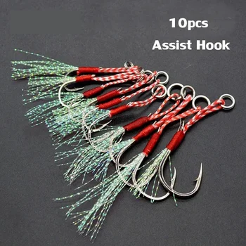 Langsam Jigging Angeln Cast Jigs Unterstützen Haken Stacheldraht Einzel Jig Haken Gewinde Feder (10 Stück)