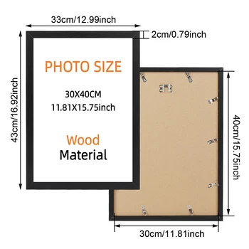 30 x 40 cm schwarz-weiße Holzmaserung, farbiger Fotorahmen, Poster-Leinwand, dekorativer Rahmen, kann an der