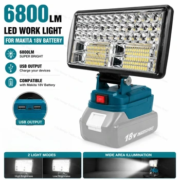 LED Arbeit Licht 3/4/8 Zoll Für Makita 14,4 V 18 V Li-Ion Batterie Lampe Mit USB Outdoor taschenlampe Laterne