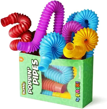 4er-Pack Mini-Pop-Tube, sensorisches Zappelspielzeug, bunt, robust, für den Bau, Lernspielzeug für Stress
