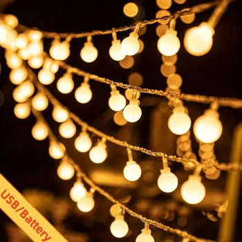Globus-Lichterkette USB/Batteriebetrieben Wasserdichte Außenbeleuchtung für Hochzeit Garten Weihnachten