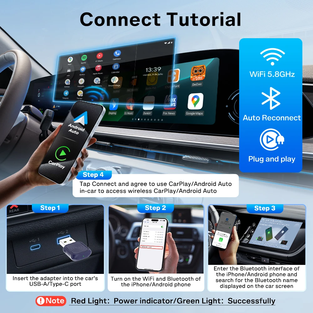 2-in-1 CarlinKit 5.0 Ultra Wireless CarPlay Android Auto – Bild 4
