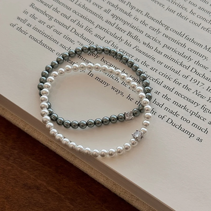 Französisches Retro-Einzel-Zirkon-Perlenarmband für Frauen – Bild 6