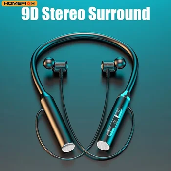 9D Bluetooth-Kopfhörer, kabellose Kopfhörer, magnetischer Sport-Nackenbügel, am Hals hängende TWS-Ohrhörer