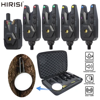 Hirisi Wireless Karpfen Angeln Alarm Set mit Camping Licht Wasserdicht Biss Alarm Anzeige S7-4D Angeln Zubehör