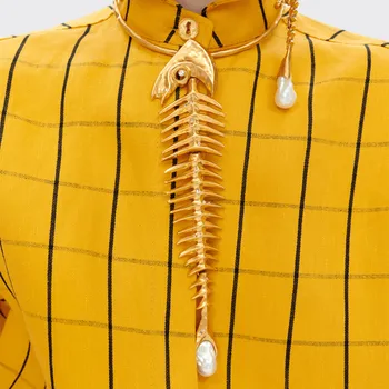 Neuheit Design Legierung Große Fisch Knochen Anhänger Choker Halskette Für Frauen Mode Schmuck Übertrieben