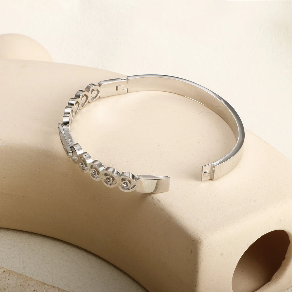 Edelstahl-Armband mit Zirkonia, schlichter Schmuck – Bild 4