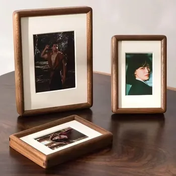 Bilderrahmen aus Schwarznuss, Echter Holz-Fotorahmen mit Abgerundeten Ecken, 6/7/8 Zoll, Zapfenfuge