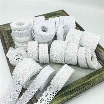 2 Yards weißes Baumwoll-Spitzenband zum Nähen von Bekleidung, Stoff, weißer Rand, Baumwolle, gehäkelte Spitze