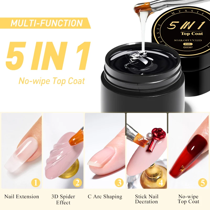 MTSSII 8 ml 5 IN 1 No-wipe Top Coat Verstärkung Gel Nagellack