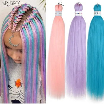 26 Zoll einfache Zöpfe Haar synthetische bunte vorgedehnte Flechten Haarverlängerungen Jumbo Zöpfe Ombre Yaki