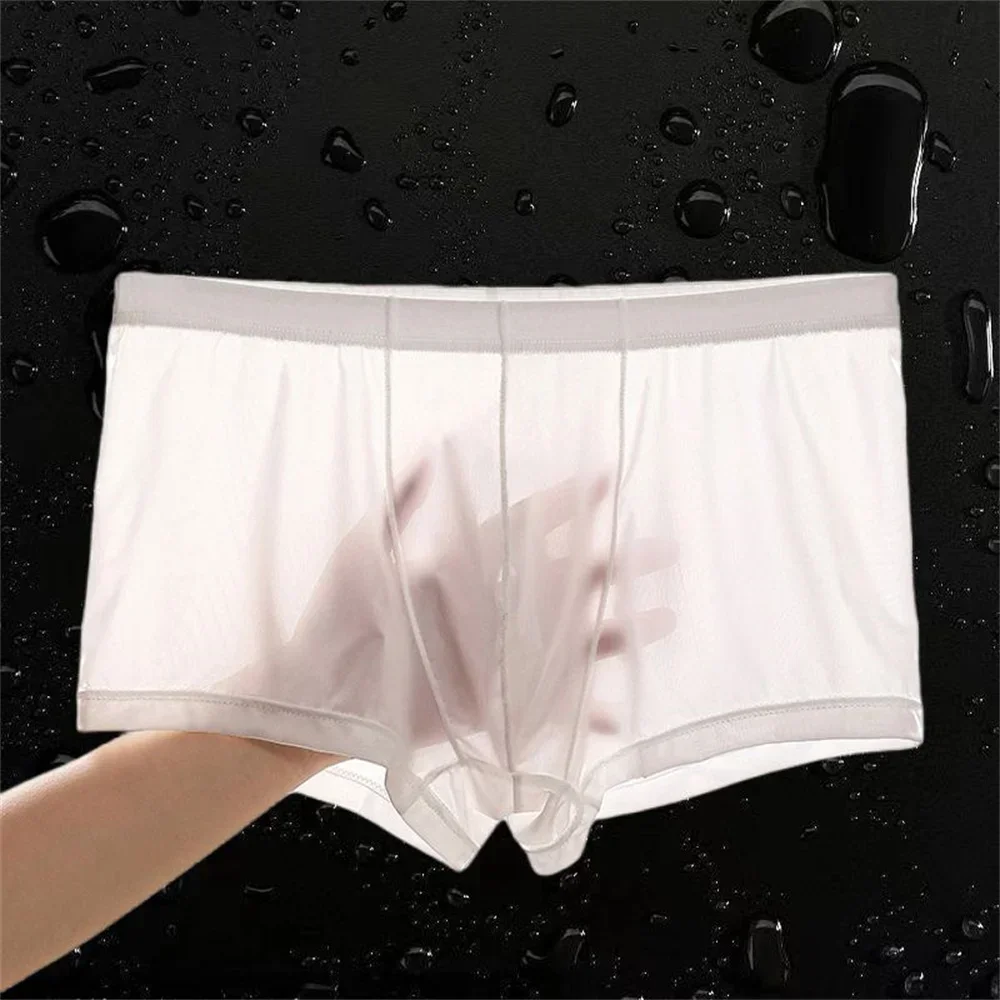 Ultradünne Eisseide-Boxershorts für Herren, halbtransparent – Bild 3