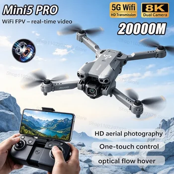 2026 Upgrade Mini 5 Pro RC Drohne 8K Dual-Kamera WiFi FPV Optischer Fluss Schwebeflug RC Quadcopter Fluggerät