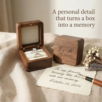 Holz-Ringbox Hochzeits-Schmuckorganizer Geschenkbox Personalisierte Gravur Heiratsantrag Ringhalter Armband