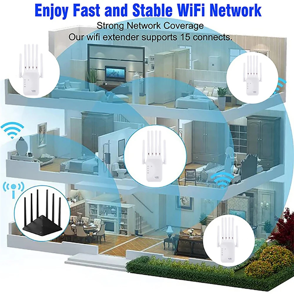Kebidumei 1200/300Mbps Wifi Repeater Verstärker 2,4G 5G – Bild 4