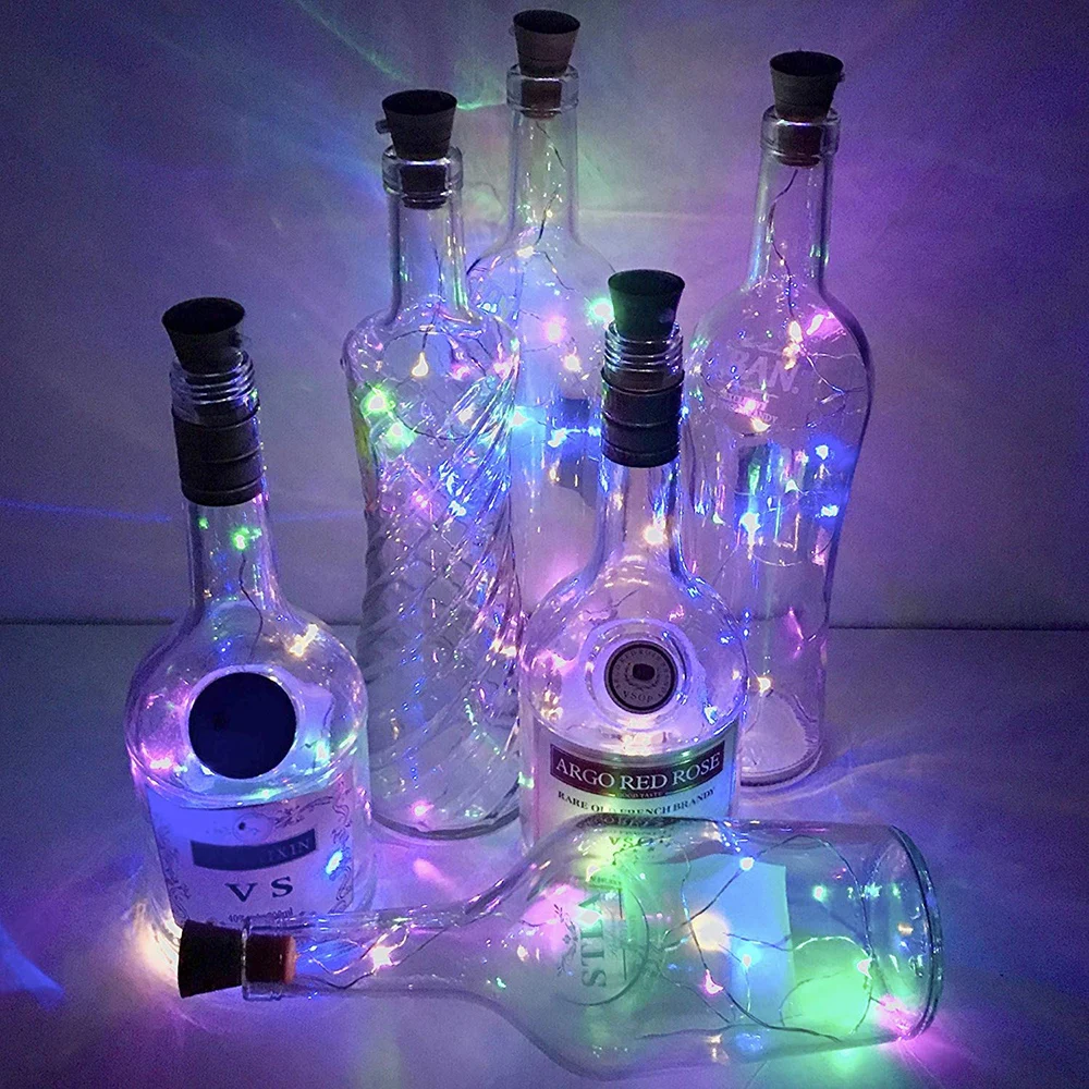 10/20LEDs Solar Wein Flasche String Licht Solar Kupfer Draht – Bild 6