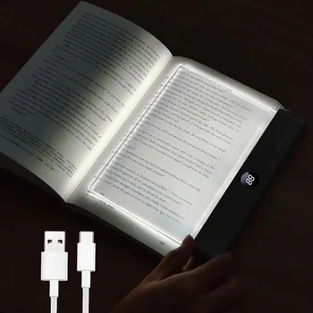LED-Buchleuchte mit flachem Panel, USB-Aufladung, Augenschutz, Nachtsicht-Leselampe für Studenten