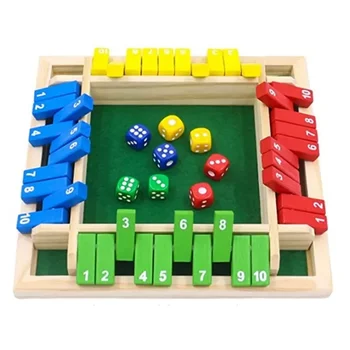 Würfelbrettspiel aus Holz, Shut The Box für 4-Spieler, Klappen und Würfelspiel, Eltern-Kinder-Interaktion
