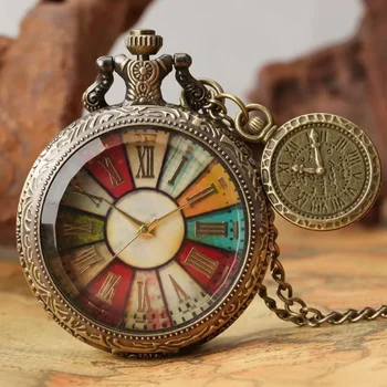 Taschenuhr, Transparente Klappuhr, Taschenuhr mit antiker römischer Skala und Drehmechanismus