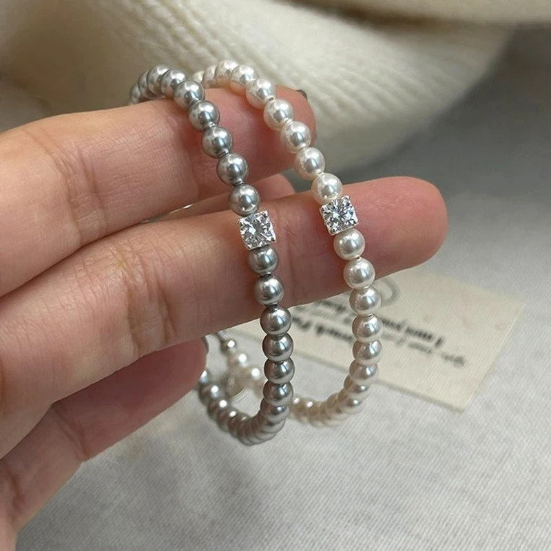 Französisches Retro-Einzel-Zirkon-Perlenarmband für Frauen