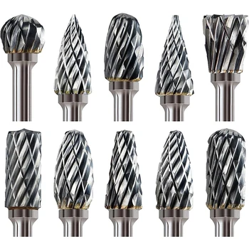 Hartmetall-Frässtift-Set, kompatibel mit Dremel 1/8 Zoll Schaft, Stabschleifer, Drehwerkzeug (10 Stück)