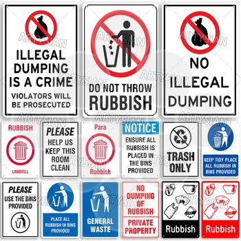 Metallschild für Abfallentsorgung, kein Illegal-Dumping, kein Zucken, Müllschild, Müll, Müll, Abfall, sauber
