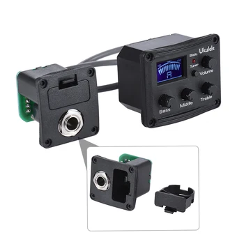 Ukulele Uke Piezo Pickup Preamp 3-Band Eq Equalizer Tuner System mit LCD-Display Pickup