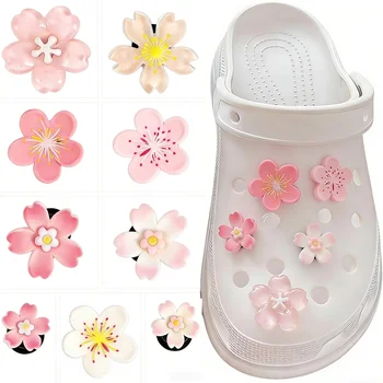 Sakura-Blumen Croc-Charms-Set Süße Blumige Schuh-Charms Japanische Ästhetische Dekoration für Crocs Sandalen