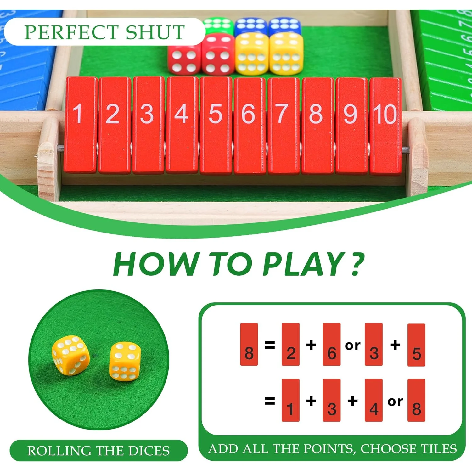 Arithmetik-Würfel-Brettspiel aus Holz – Flip-Kartenbox mit – Bild 4