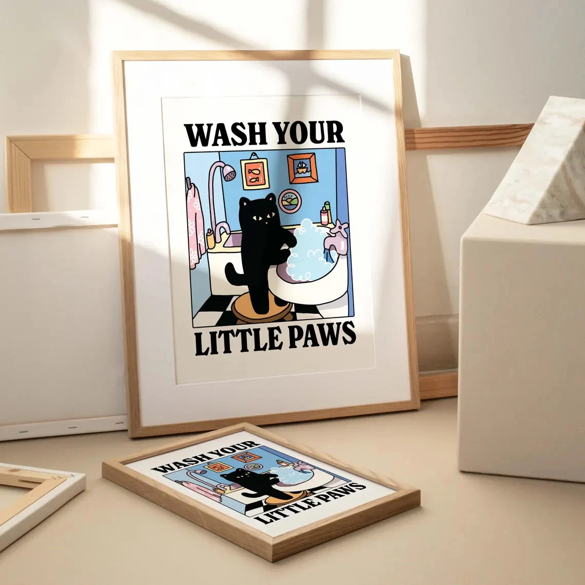 Waschen Sie Ihre Plottle Paws Badezimmer, schwarze Katze – Bild 4