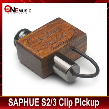 SAPHUE S2/S3 Clip-Tonabnehmer für Akustik-/Klassikgitarre mit Holzetui und 6,35 Jack Ukulele/Kalimba/Mandolin