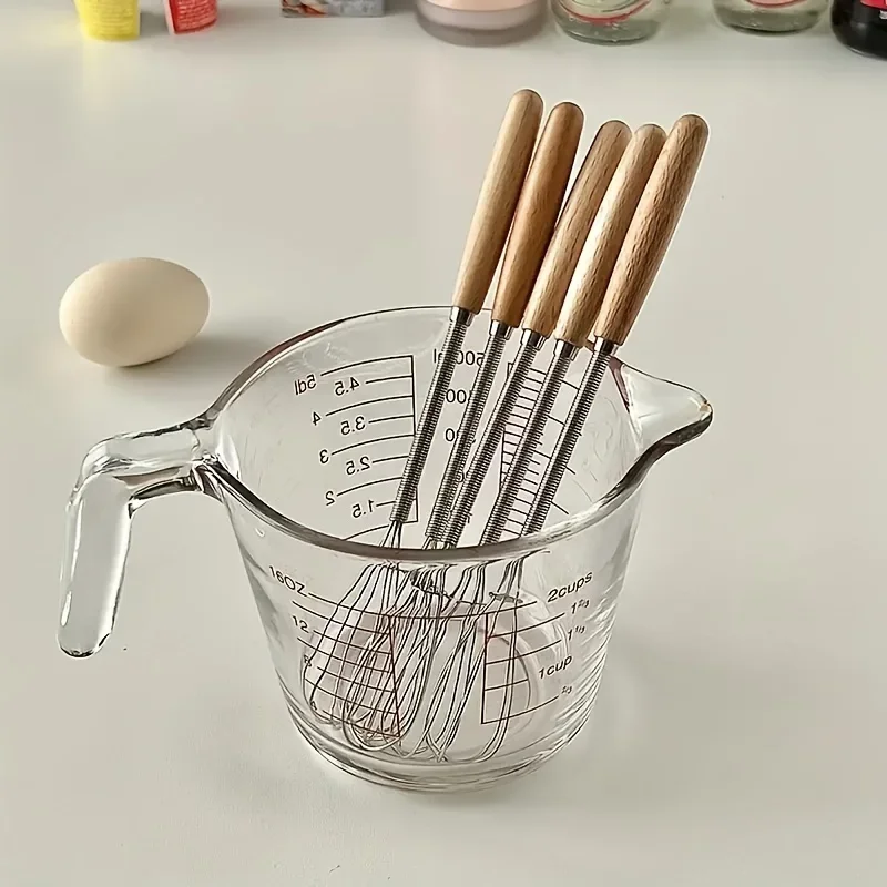 Edelstahl Mini Schneebesen Holzgriff Schneebesen Ei Mixer – Bild 3