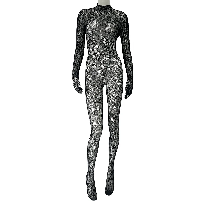 Sexy durchsichtiger Spitzen-Body mit langen Ärmeln – Bild 5