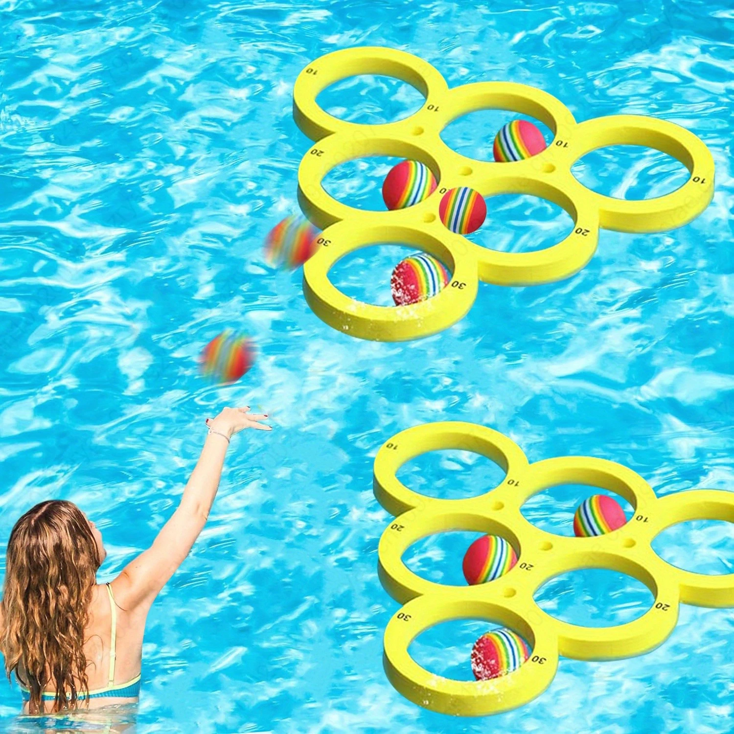 1 + 10-teiliges Schwimmbad-Wurfspiel-Set, schwimmendes