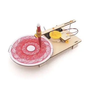 DIY Kreative Holz Elektrische Plotter Zeichnung Roboter STEM Kinder Modell Automatische Malerei Wissenschaft