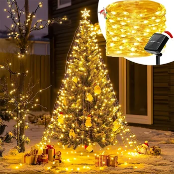 Solar-LED-Lichterkette für den Außenbereich, Lichterkette mit 8 Modi, wasserdichtes Solarpanel, Garten